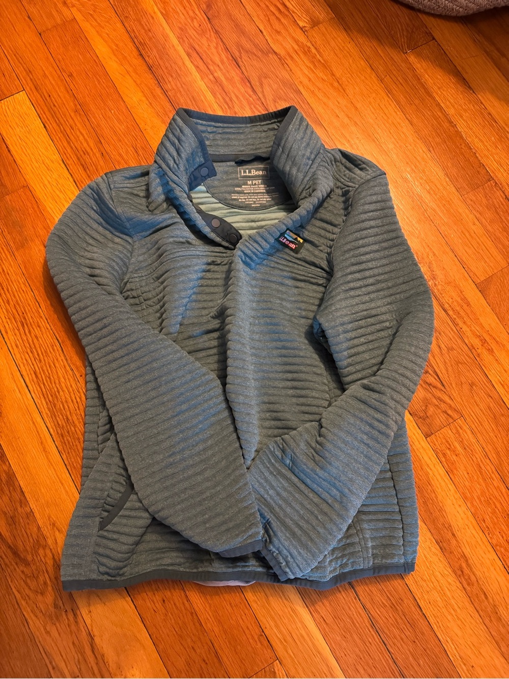 L.L. Bean Quilted Quarter Button Jacket in Slate Blue